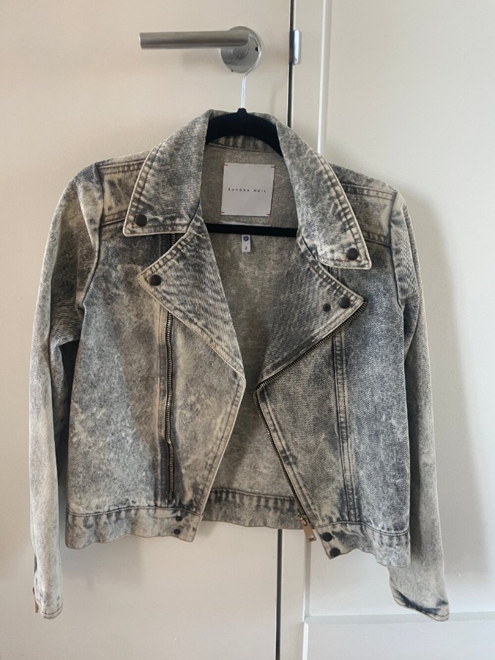 Sandra Weil  Denim Moto Jacket Size 2